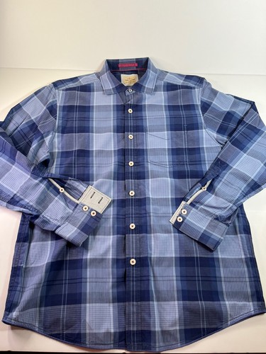 Tommy Bahama Jeans Men's Long Sleeve Button Down Size MED 44”c Blue Plaid EUC! - Picture 10 of 11