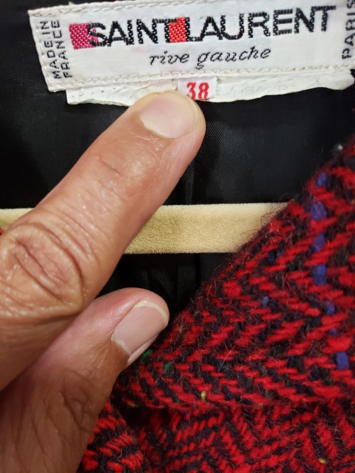 SAINT LAURENT (YSL) Giacca Vintage anni '80 SAINT LAURENT RIVE GAUCHE Lana Rossa Vlk 38 Made in France