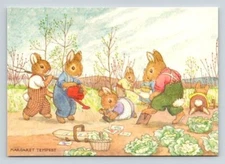 Margaret Tempest Medici Society Anthropomorphic Animals Gardening Postcard