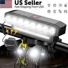USB Rechargeable Bicycle Front Headlight Super Bright LED Bike Light with Horn