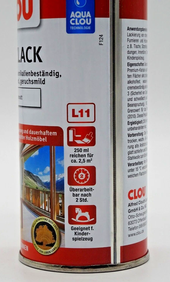 Clou Aqua Holzlack Klarlack Grundierung schnelltrocknend seidenmatt - 0,75 L - Bild 3 von 4