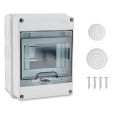 5-Way IP65 Circuit Breaker Box with DIN Rail ABS Plastic Enclosure Indoor/Outdoo