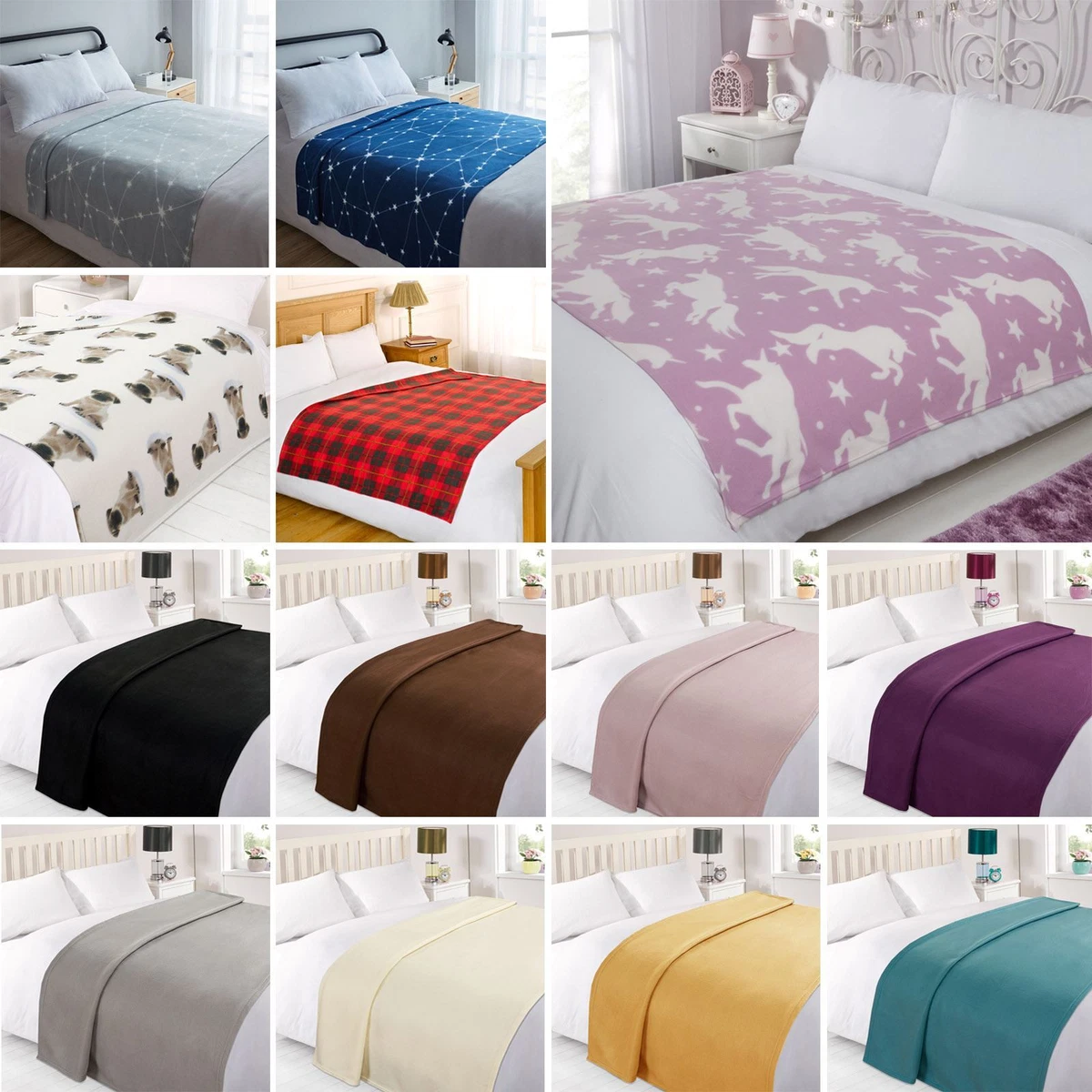 Dreamscene Warm Soft Plain Fleece Throw Over Large Decorative Sofa Bed  Blanket | eBay