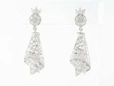 2.05 Carat Old European Cut Cubic Zirconia Art Deco Style 925 Silver Earrings 