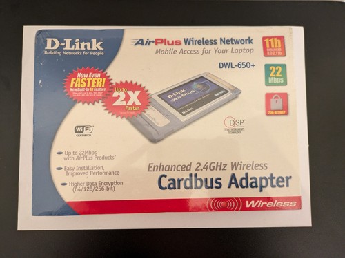 D-Link DWL 650+ Enhanced 2.4GHz Wireless Cardbus Adapter New & Sealed - Picture 1 of 2