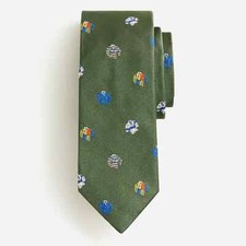J. Crew Ludlow 100% English Silk Tie Green Rugby Patern MADE IN USA by MANE NEW
