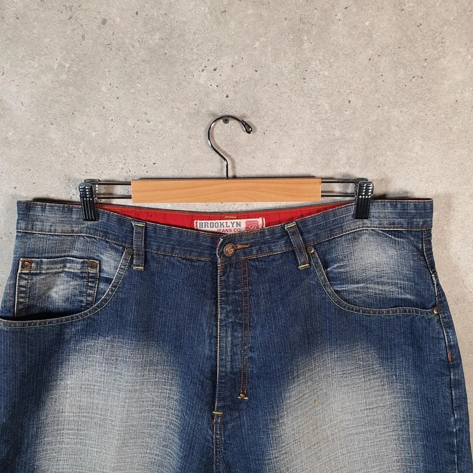 Vintage Brooklyn Express Baggy Y2K Hip Hop Jorts Shorts Mens W40 Blue Denim USA - Image 3 of 4