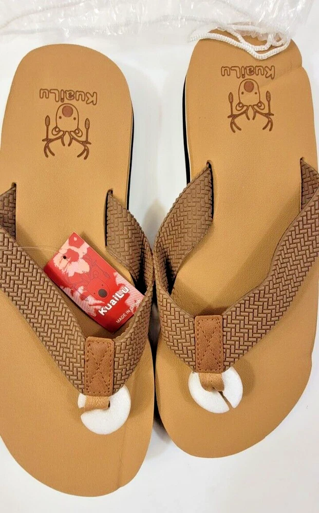 Comfortable Brown Yoga Mat Thong Flip Flops with Arch Support in Size 14