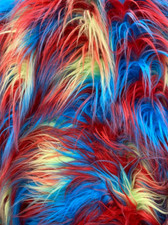 blue red yellow Spike Faux Shaggy Upholstery Apparel fur fabric BY YARD 60" W
