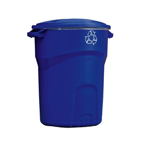 recycling trash bin lid rubbermaid container gal outdoor roughneck garbage round bins handles
