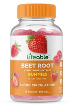 Lifeable Beet Root Gummies - Great Tasting Berry Flavor Gummy - 90 Count