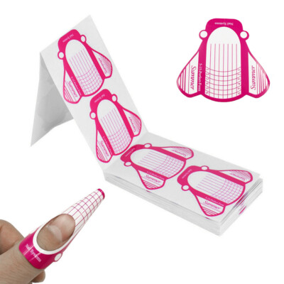 100 Stück Nail Art Form Aufkleber selbstklebend Verlängerung UV Builder Tips Gel Formen