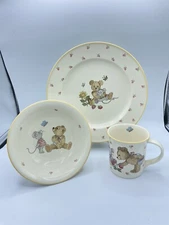 Mikasa Teddy Children's 3 Pc. Dish Set Plate, Bowl & Mug CC018 CERAMIC BREAKABLE