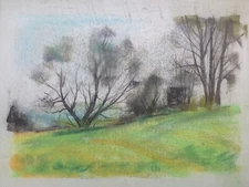 Franz Ehmke 1928 -2018 Pastel Meadow Field Edge Landscape Summer Antique GDR