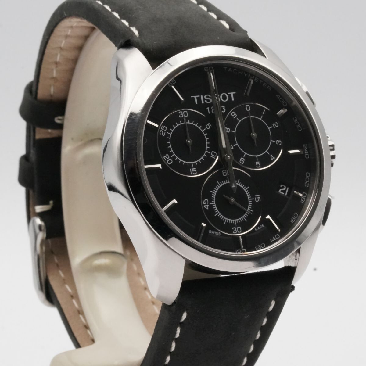 TISSOT PRS 200 QUARZ CHRONO HERREN UHR 38MM STAHL MIT LEDER