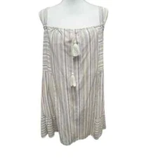 Gilli Striped Sundress Mini w/ Tassel 100% Cotton Size Medium NWT Beach Coastal