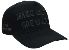 Official Trump ..DARK MAGA -NEVER SURRENDER- Hat - Black on Black  (Made in USA)