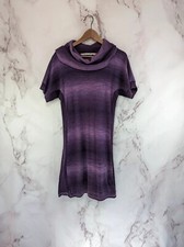 Athleta Dress Women Small Purple Sweater Zuni Cowl Neck Ombre Striped Short