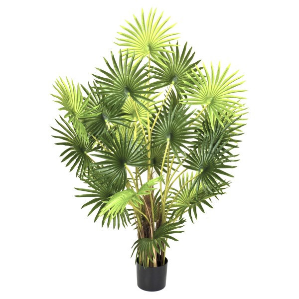 GreenBrokers Artificial Fan Finger Palm Tree in Pot - 120cm/4ft