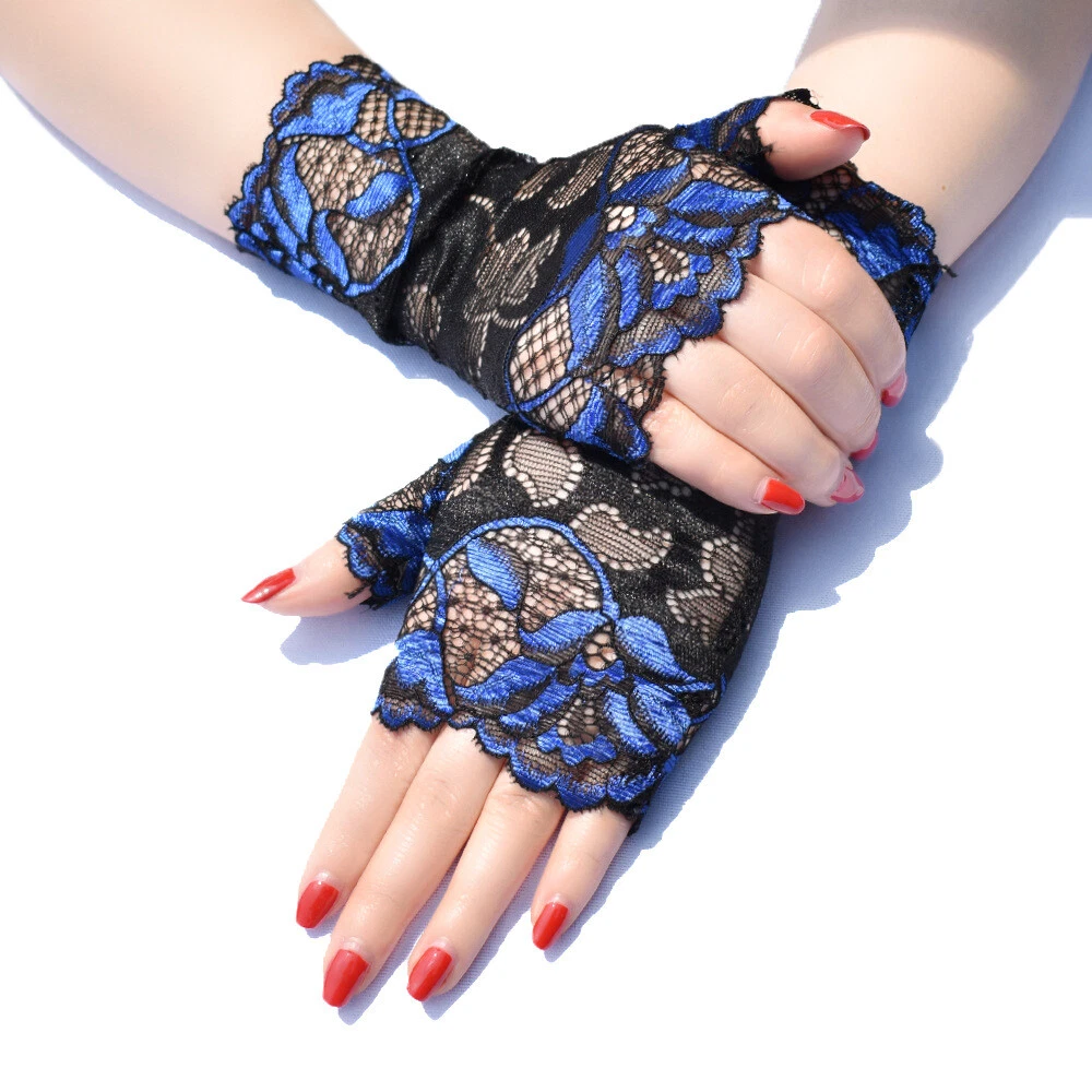 Women Lace Gloves Half Finger Fingerless Gloves for Costume Dancing Cosplay