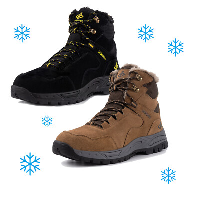 JACKSHIBO Winterstiefel Herren Schnürboots Gefütterte  Winterschuhe Stiefeletten