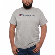 Champion Men’s Short Sleeve Script Logo Tee T-Shirt Gray Size XXL NWT
