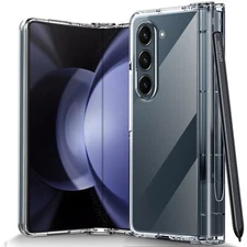 For Samsung Galaxy Z Fold 5 5G Case Clear Shockproof Heavy Duty Pen Holder Cover