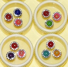 Girls  Women Round Shape Bindi Gold Fancy Stone Design For Forehead 12 set