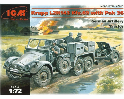 Krupp L2H143 Kfz.69 with Pak 36 German Artillery Tractor 1:72 ICM72461 - icm mod - Immagine 2 di 2