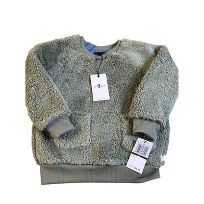 7 FOR ALL MANKIND NWT Toddler Sherpa Pullover Sweatshirt Light Sage 3T NEW