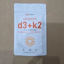 Vitamin D3 + K2, 300 Softgels Exp. 6/27