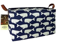 Rectangle Storage Basket Cute Canvas Organizer Bin for Pet/Children whale