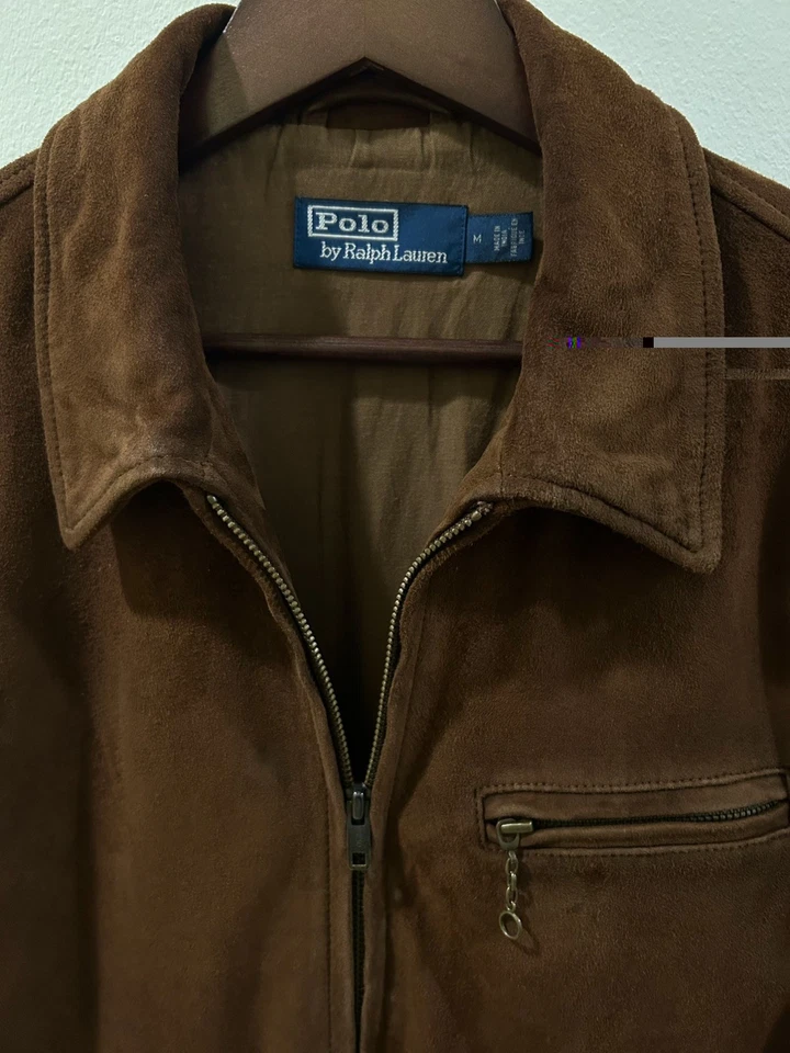 Polo Ralph Lauren Mens Brown Suede Leather Full Zip Jacket Size M $998 - Image 3 of 4