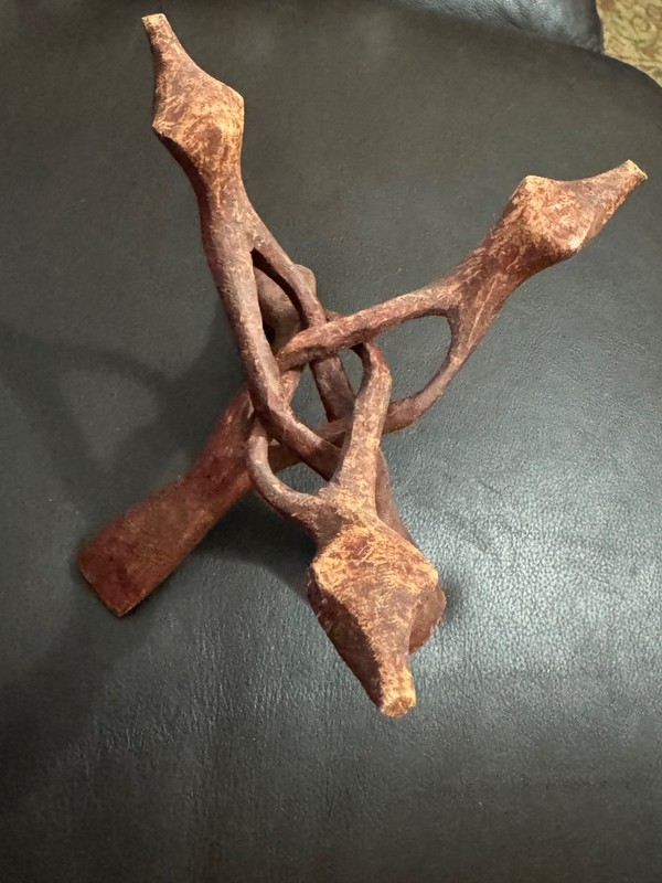 Vintage Hand Carved Wooden Tri Pod Folding Plant Stand Bowl Holder