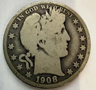 1908-O Barber Half Dollar $0.50 piece