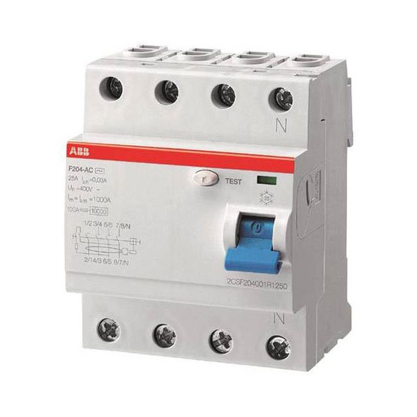 ABB F204A RCCB 4-Pin 63A 0.03A 230V Fault Protection