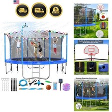 Upgraded 16FT 15FT 14FT 12FT 10FT 8FT Trampoline Outdoor with Basketball Hoop...