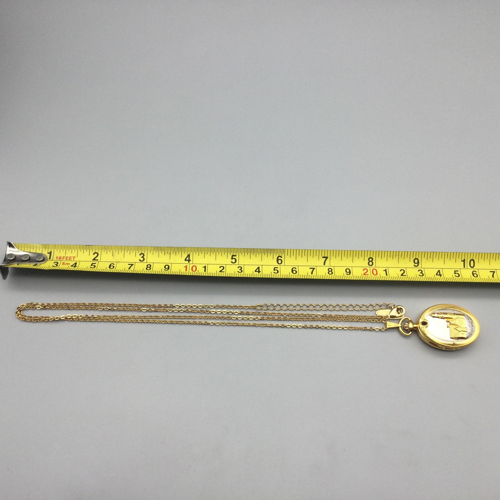 Thomas Kinkade Locket Watch Necklace Gold Tone with Chain New Battery