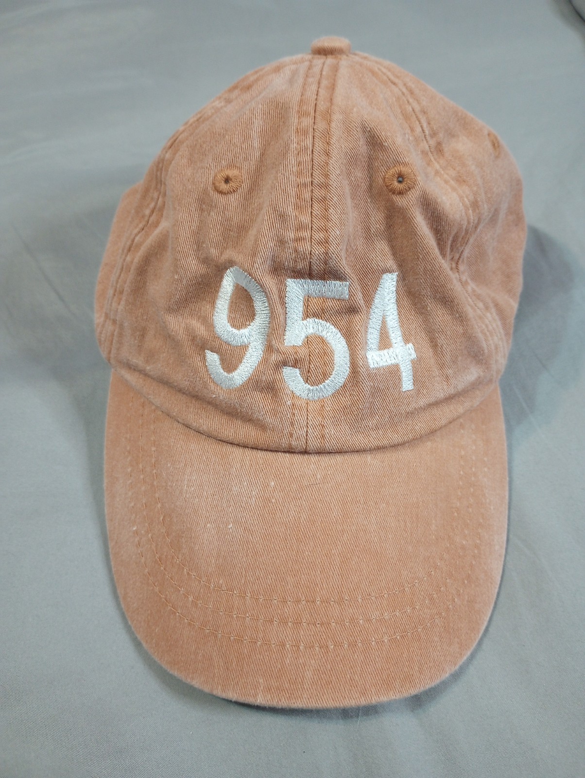 Area Code 954 Baseball Hat Cap Burned Orange Adju… - image 2