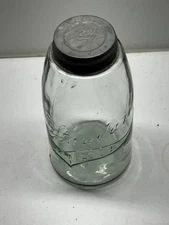 Very Crude Standard Mason 1/2 Gallon Canning Jar, w/ Zinc Lid Light Green