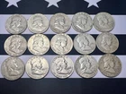 Lot of 15 - 90% Silver Franklin Half Dollars Various Dates and Mints Circulated