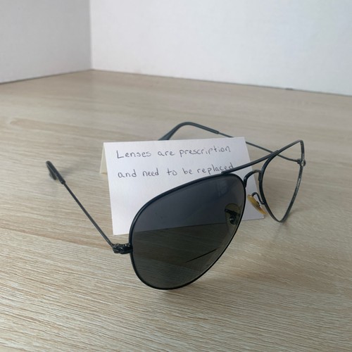 Ray-Ban RB3025 Aviator Large Metal L2823 Sonnenbrille schwarz NUR TEILE 58-14 LESEN