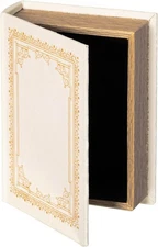 Decorative Vintage Book Shaped Trinket Storage Box - Paper White