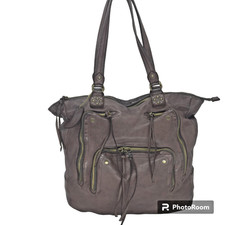 VTG WILSONS Leather Large Tote Brown Leather Shoulder Bag Brass Zippers Bohemian