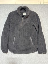 Abercrombie Fitch Jacket Womens Small Gray Sherpa Fleece 1/4 Zip Pullover Soft