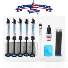 Dental Light Cure Composite kit Syringe Resin+Etching Gel+Etching Adhesive