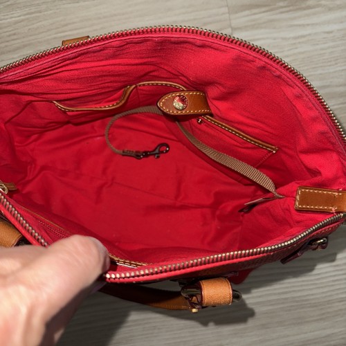 Dooney & Bourke LOGO Florentine Bristol Satchel Red Leather Long STRAP Tassels - Picture 11 of 16