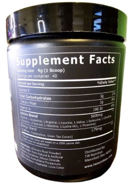 TW Nutrition Energized BCAA Powder Peach Mango 40 Servings Energy Focus Growth - Image 3 of 4