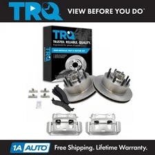 TRQ Front Metallic Disc Brake Pads Rotors & Calipers Kit for Ford E-250 E-350