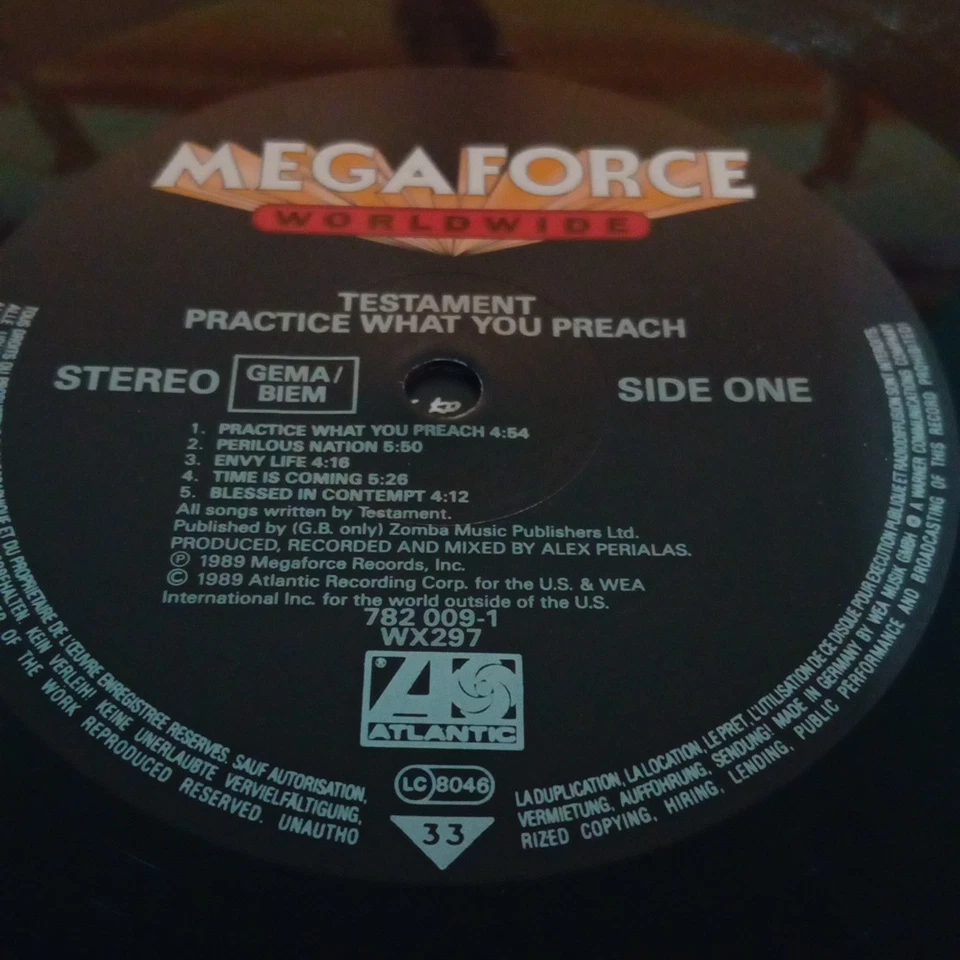Testament Practice What You Preach 1989 NM Un Played Germany 1st pressing - Image 3 of 4